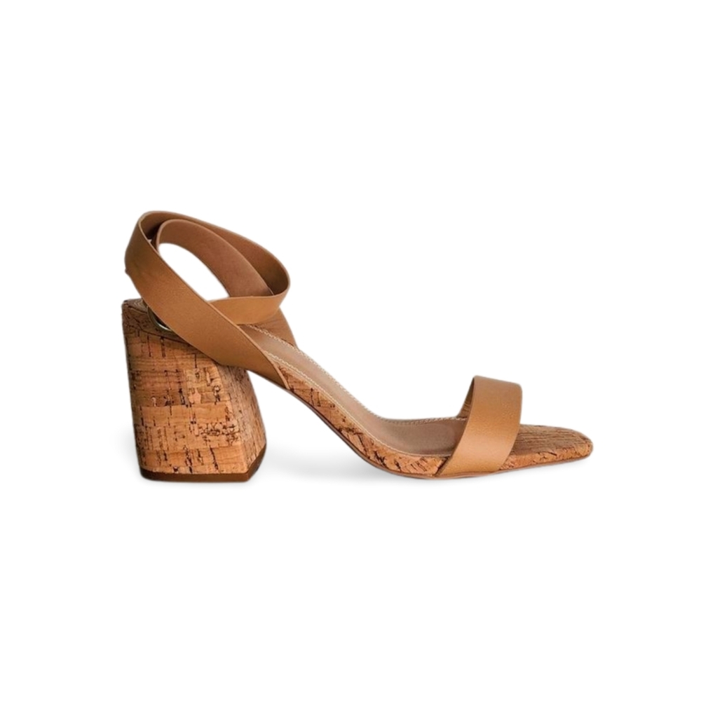 Elegant Tan Block Heel Sandals